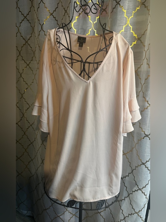 Worthington Tops - Light Pink V-Neck Ruffle Sleeve Blouse 2X